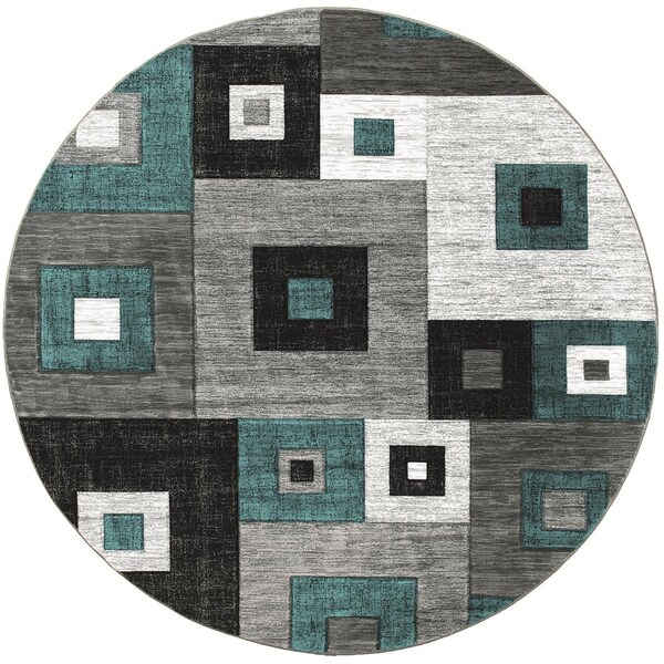 Manmade 7 ft. 10 in. Bristol Cicero Turquoise Round Rug MA3095104 - main